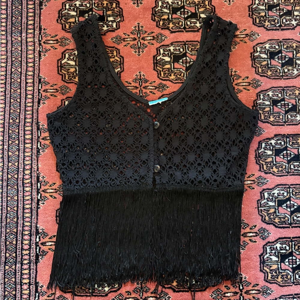 Vintage Crochet Fringe Vest